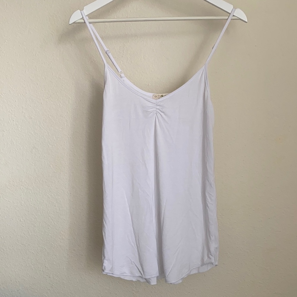 Echo Verde White Bamboo Tank Top With Adjustable Straps “Mia” Medium